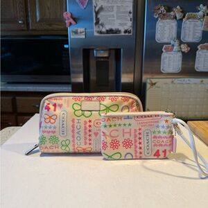 Cosch Signature Acrylic Leather Cosmetic and Coin Purse Wristlet